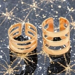 ANTHROPOLOGIE SET OF 2 MOD ALLOY ADJUSTABLE RINGS (2)